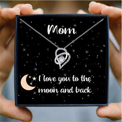 Fashion Cutout Heart Inlaid Zircon Gift Box Pendant Necklace for Mom