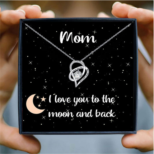 Collier pendentif en Zircon incrusté de cœur découpé, boîte-cadeau à la mode pour maman