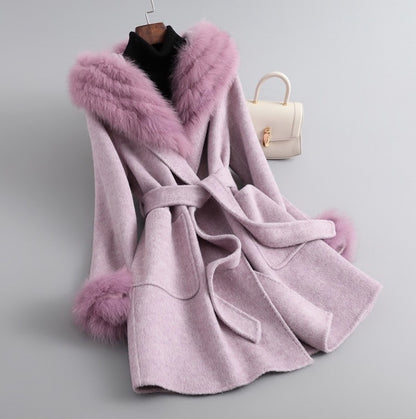 Autumn And Winter Coat Women's Sheepskin Woolen Slim Fit