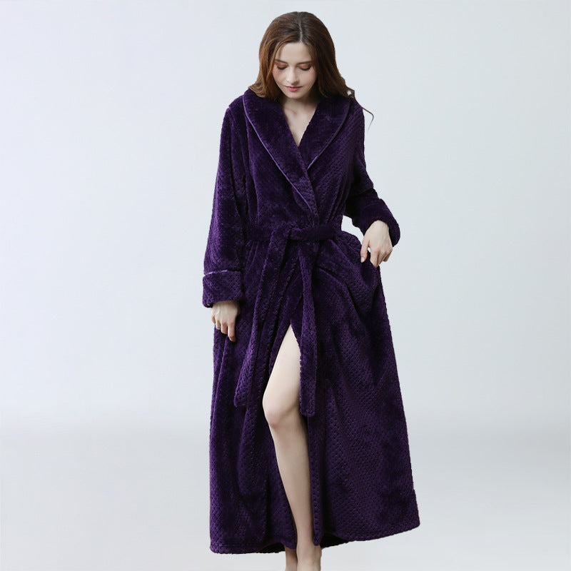 Robe de chambre femme hiver peignoir chaud pyjama