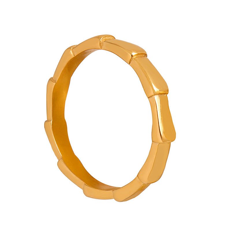 18K gold simple and elegant bamboo-shaped design versatile ring