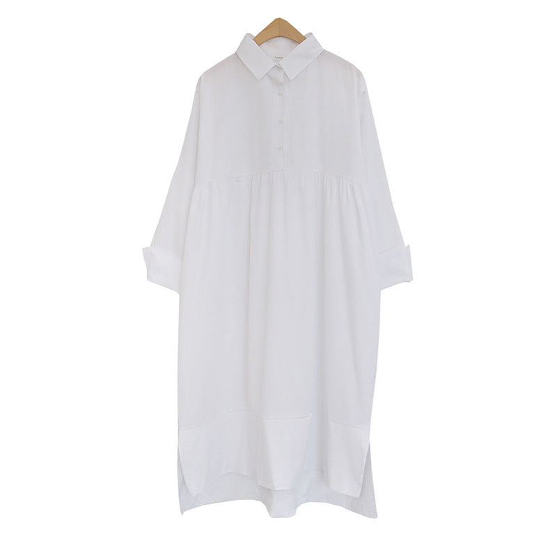 Robe chemise ample et décontractée, grande taille, à manches longues, pour femmes