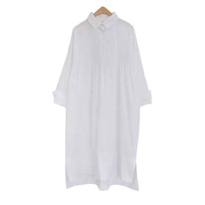 Robe chemise ample et décontractée, grande taille, à manches longues, pour femmes