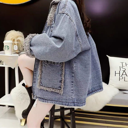 Women's Casual Loose Cotton Coat Versatile Denim Jacket