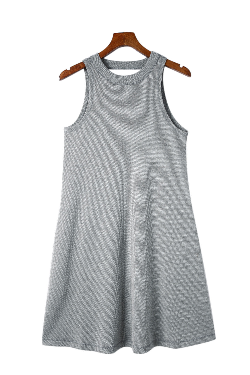 Gray Crisscross Cut-out Back Knit Tank Petal Dress