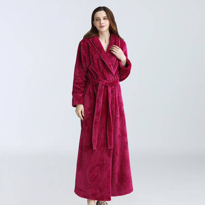 Robe de chambre femme hiver peignoir chaud pyjama