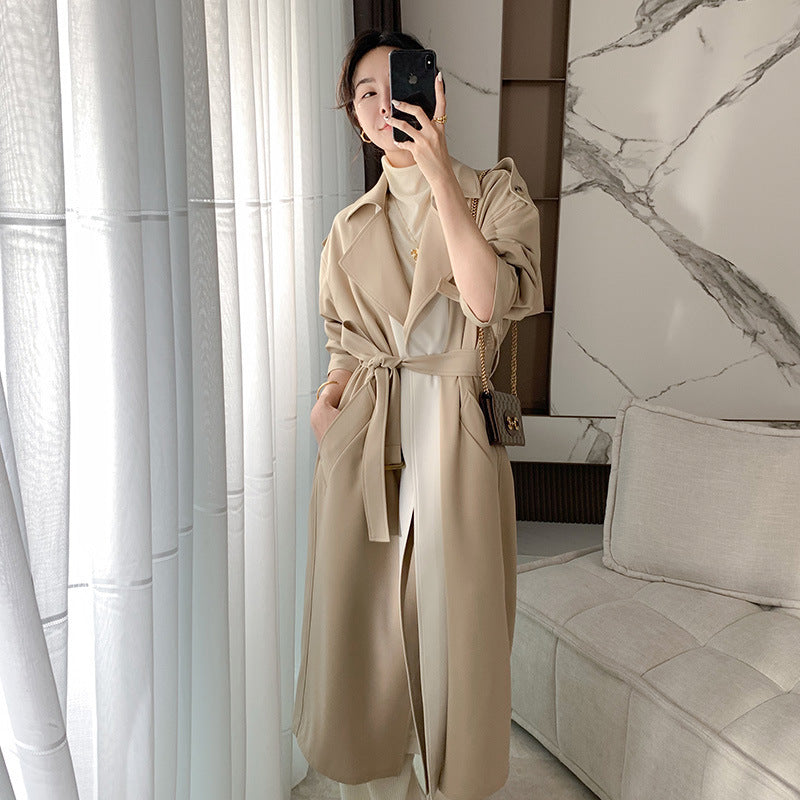 Classic Temperament Two-tone Overweight Women's Trench Coat