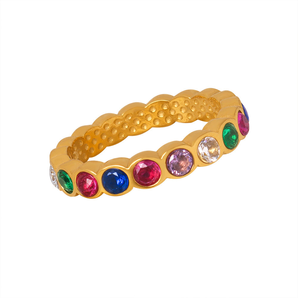 18K gold exquisite and dazzling colorful zircon design ring