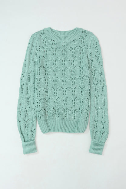 Pull en pointelle tricoté transparent vert