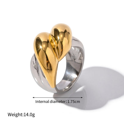 18K gold fashionable gold and silver color matching thread design ring