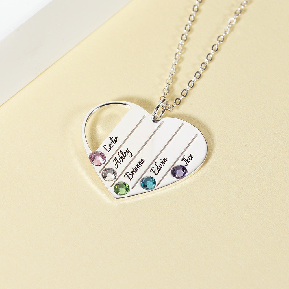 S925 Silver Fashionable Noble Heart Shape Customizable Name Design Light Luxury Wind Necklace