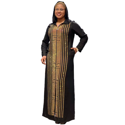 African Women's Wear Robe Dress Black