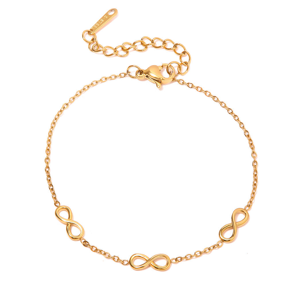 18K Gold Exquisite Fashion Infinity Symbol Design Versatile Bracelet