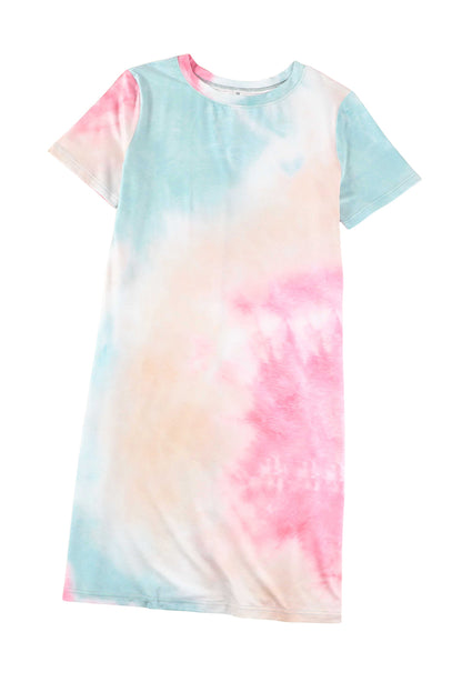 Wholesale Multicolor Tie Dye Short Sleeve T Shirt Dress