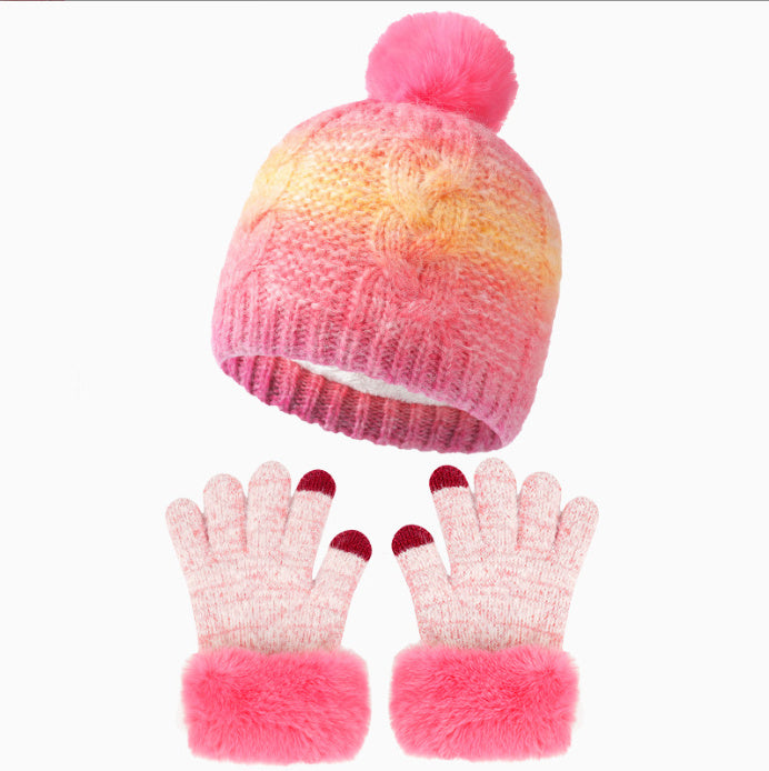 Ensemble de 2 pièces de gants et bonnet en fourrure pour enfants