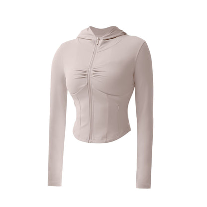 Frühling und Herbst Damen Kapuzen Sportjacke Slim Fit Slim Look Lauftraining Workout Top