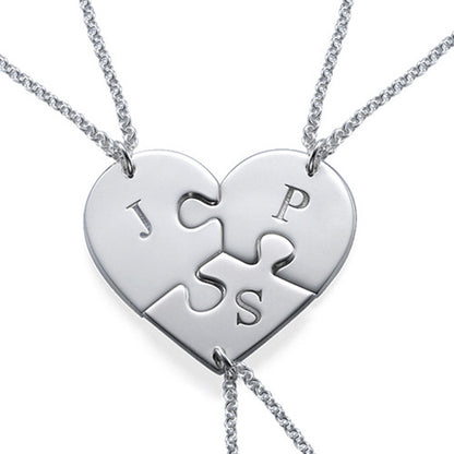 Collier polyvalent de conception de nom personnalisable de coeur de puzzle éblouissant exquis