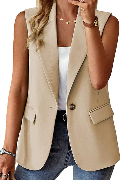 Blazer gilet à revers avec poche à bouton unique abricot