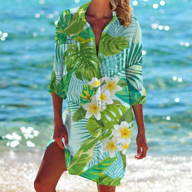 Chemise de bikini haut imprimé fleurs et plantes en 3D