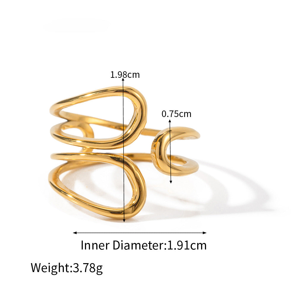 18k gold fashion simple high-end staggered opening design all-match ring