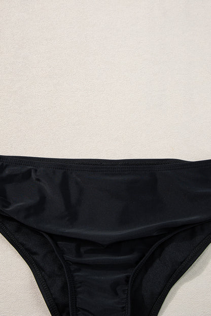 Ensemble de bikini léopard noir à buste torsadé