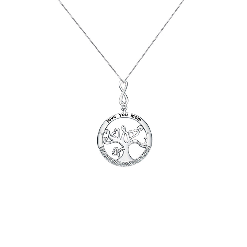 Collier pendentif arbre de vie incrusté de diamants, exquis et à la mode, boîte-cadeau, pour grande maman