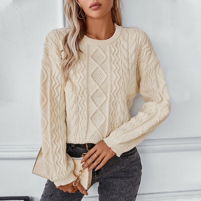 Pull ample à manches longues pour femme style rétro