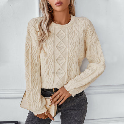 Pull ample à manches longues pour femme style rétro