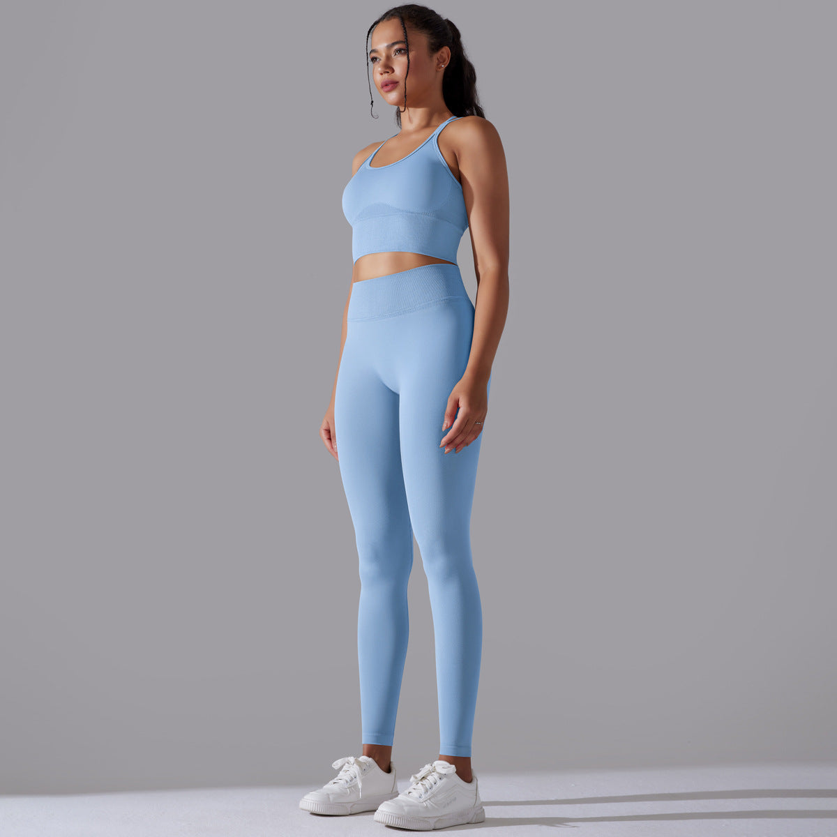 Seamless Knitted Tight High Waist Yoga Clothes Suit