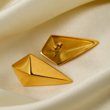 18k gold classic simple rhombus design earrings