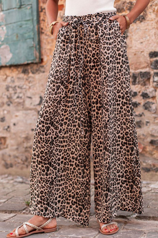 Pantalon large à imprimé léopard style bohème Desert Palm