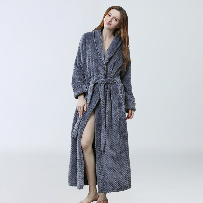 Robe de chambre femme hiver peignoir chaud pyjama