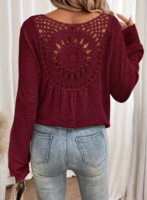 Women's V-neck Solid Color Fashion Knitted Blouse