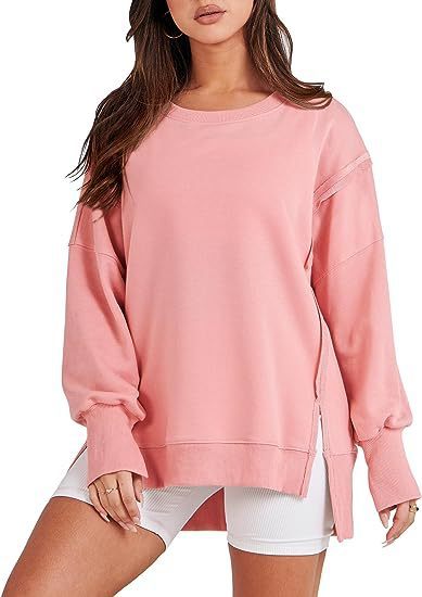 Solide übergroße Sweatshirt Rundhals Langarm Pullover Hoodies Tops Mode Herbst Frauen Kleidung Winter