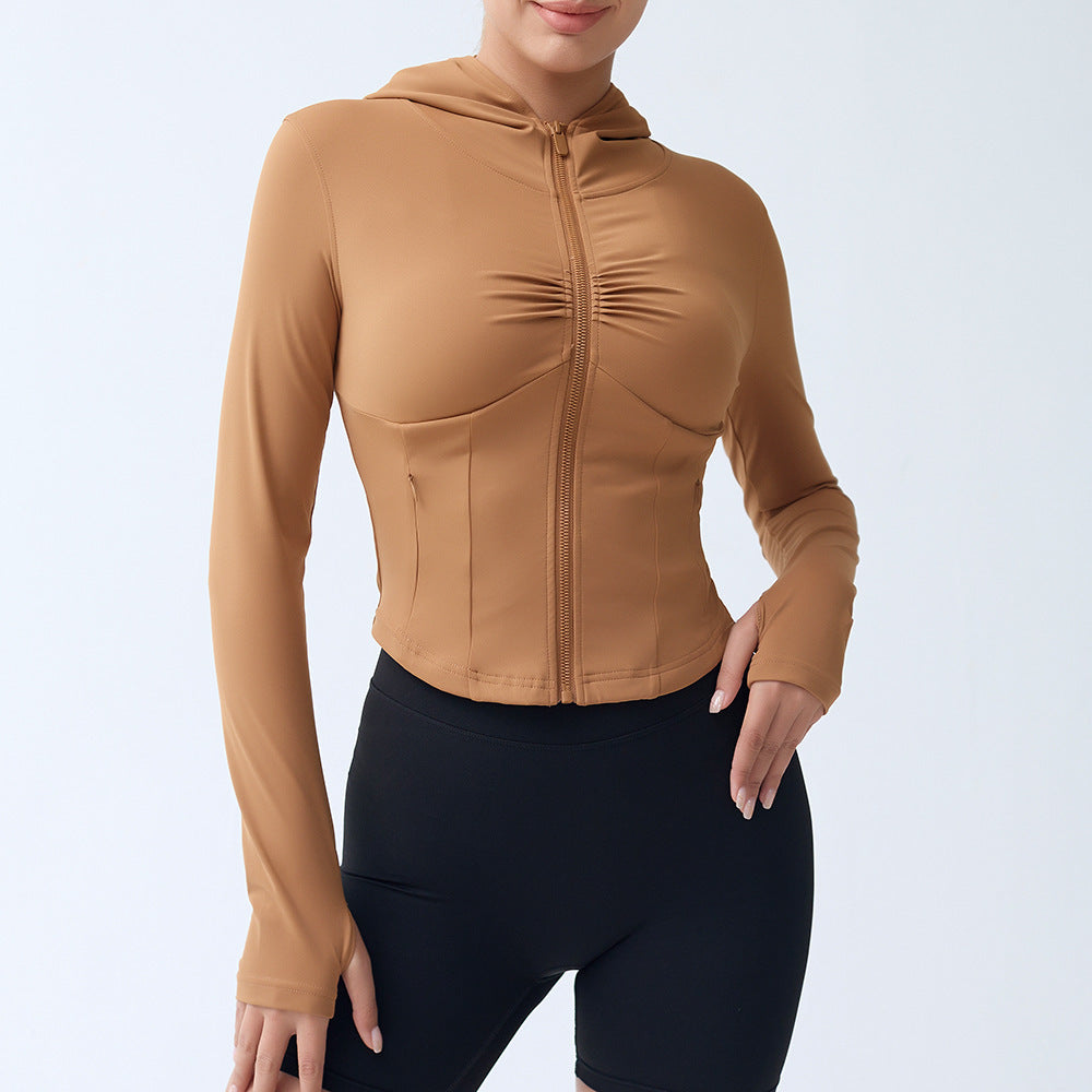 Frühling und Herbst Damen Kapuzen Sportjacke Slim Fit Slim Look Lauftraining Workout Top