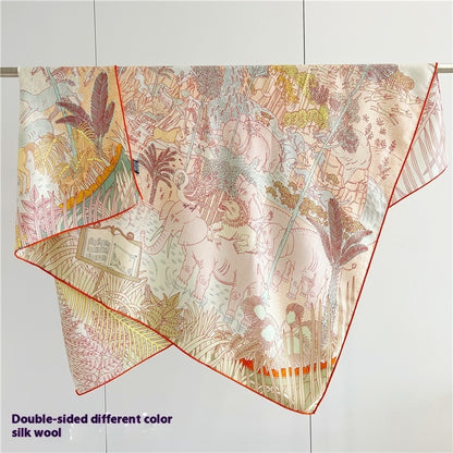 Foulard double face en laine de soie de différentes couleurs FINSBURY Forêt tropicale humide