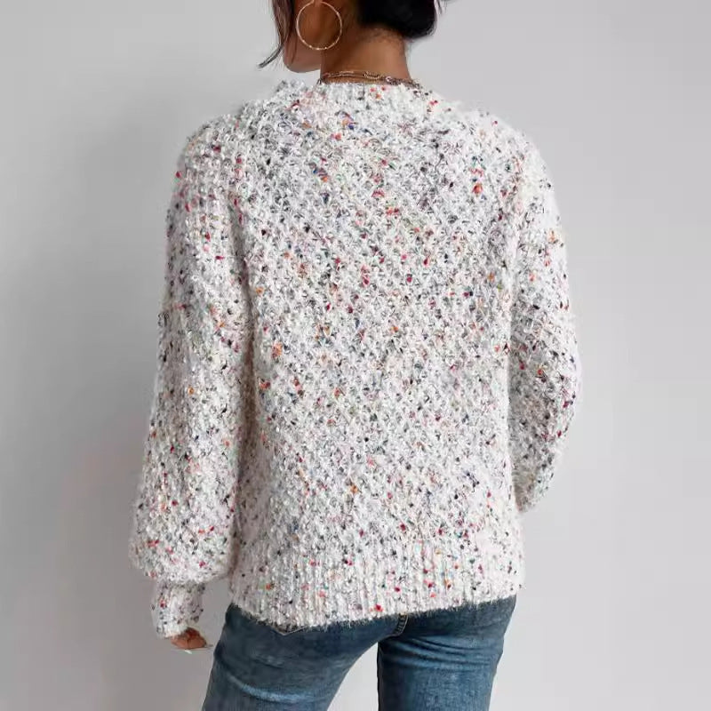 Autumn And Winter Round Neck Pullover Long Sleeve Knitted Top