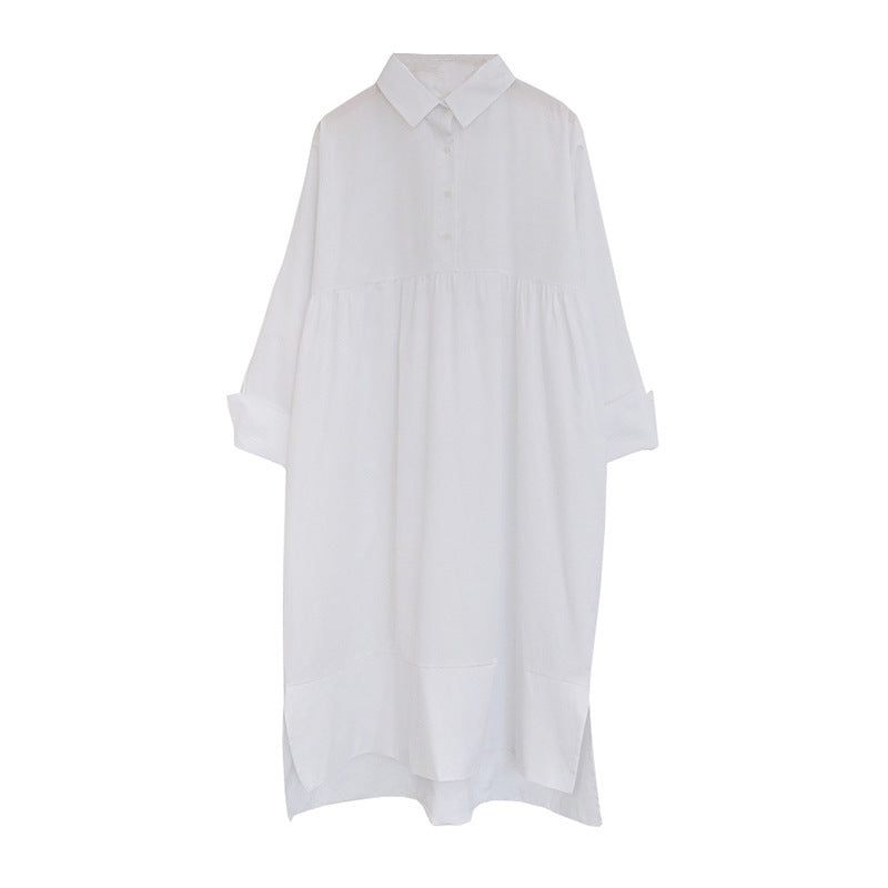 Robe chemise ample et décontractée, grande taille, à manches longues, pour femmes