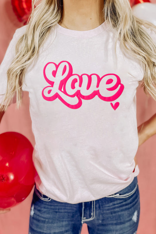 T-shirt graphique blanc avec lettre d'amour pour la Saint-Valentin