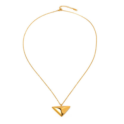 18k gold fashionable simple triangle pendant necklace