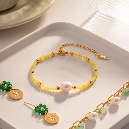 18K Gold Classic Simple Matching Freshwater Pearl Design Versatile Bracelet