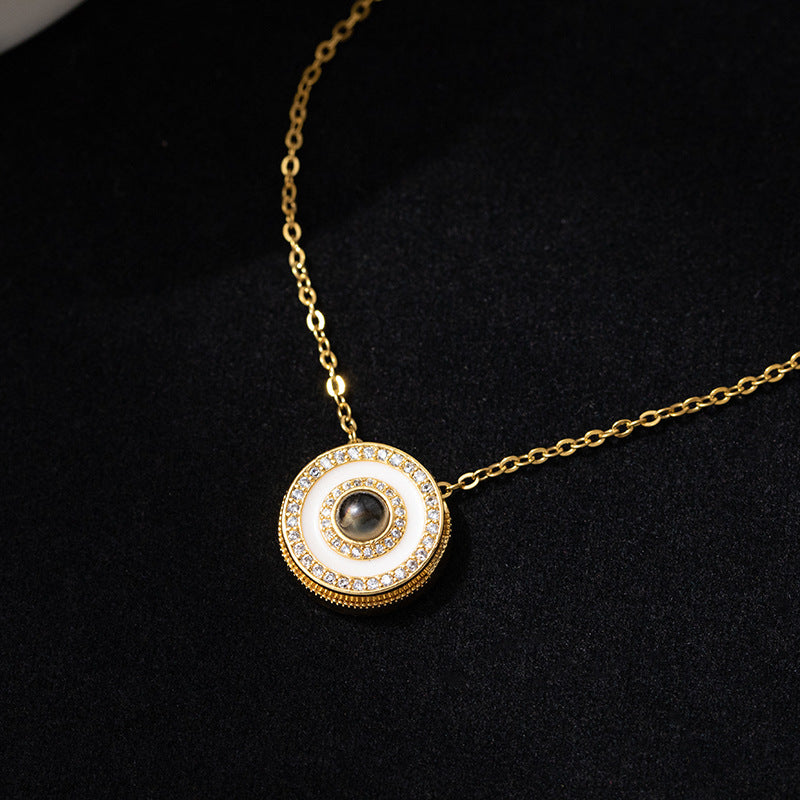 Delicate Dazzling Round Double Layer Diamond Projection Necklace