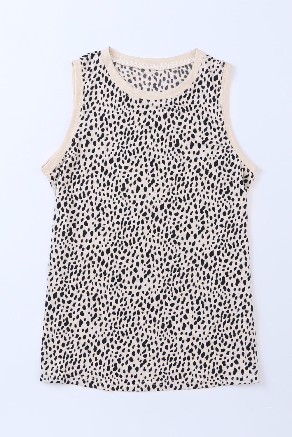 Lässiges Tanktop mit Rundhalsausschnitt und Leoparden-Kontrastbesatz