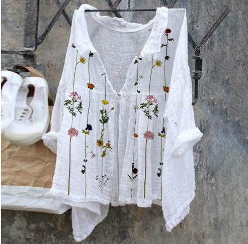 Amazon Cross-border New Arrival Fashion Women's Shirt Natural Landscape Avatar Print