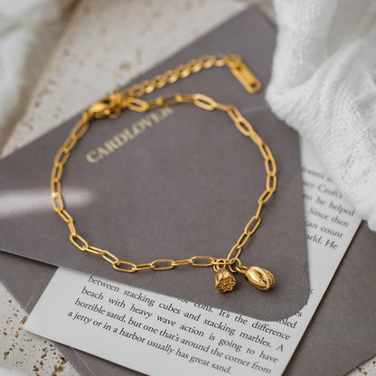 18K gold exquisite and noble lotus design light luxury style anklet