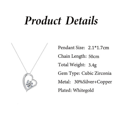 Collier de boîte-cadeau de conception de Zircon incrusté de découpe de coeur exquis pour votre belle petite amie