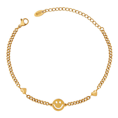 18K gold exquisite fashionable smiley design light luxury style bracelet