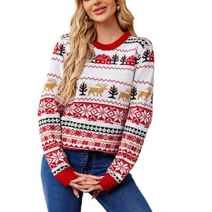 Women's Elk Pattern Sweater Sequined Embroidered Christmas Sweater