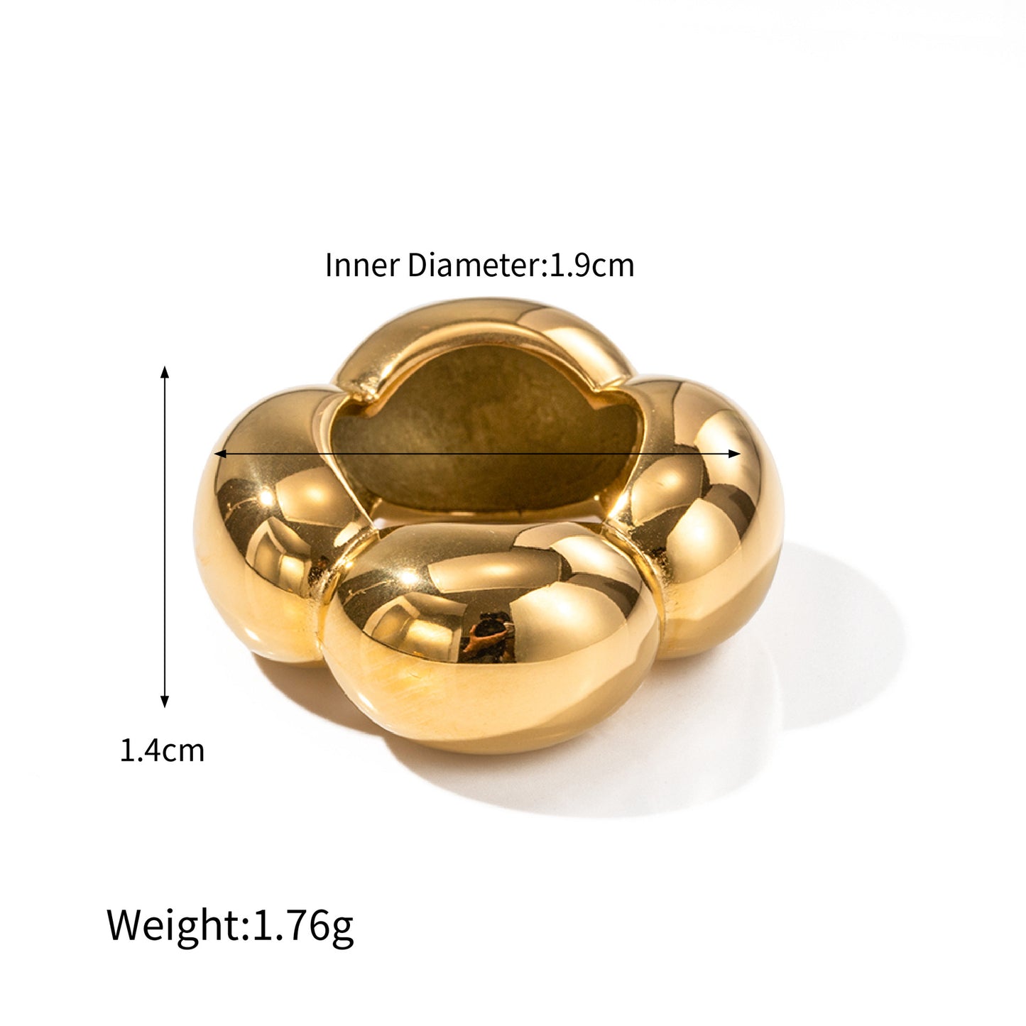 18K gold trendy exaggerated irregular shape/love shape design light luxury style ring