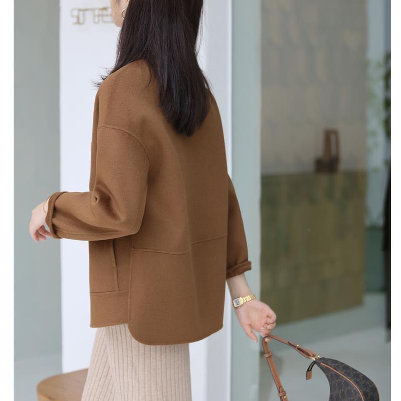 Woolen Solid Color Baggy Coat